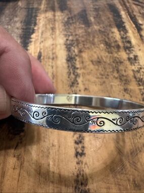Brighton Silver Engraved Swirl Bangle Bracelet